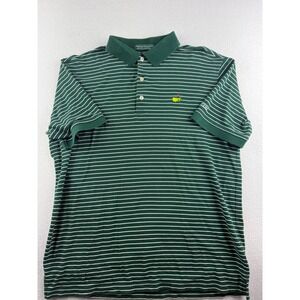 Masters Collection Green Striped Pima Cotton Golf Polo Shirt Men's Large L